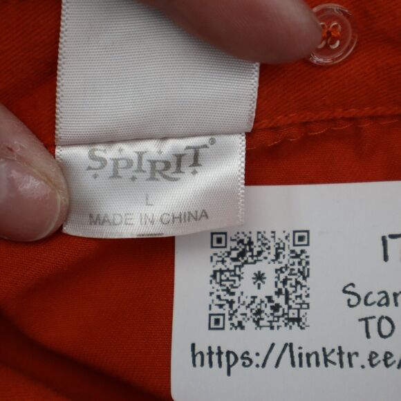 Trick r Treat Shirt Mens L Orange Distressed Button Up Long Sleeve Collared Top - Picture 3 of 16